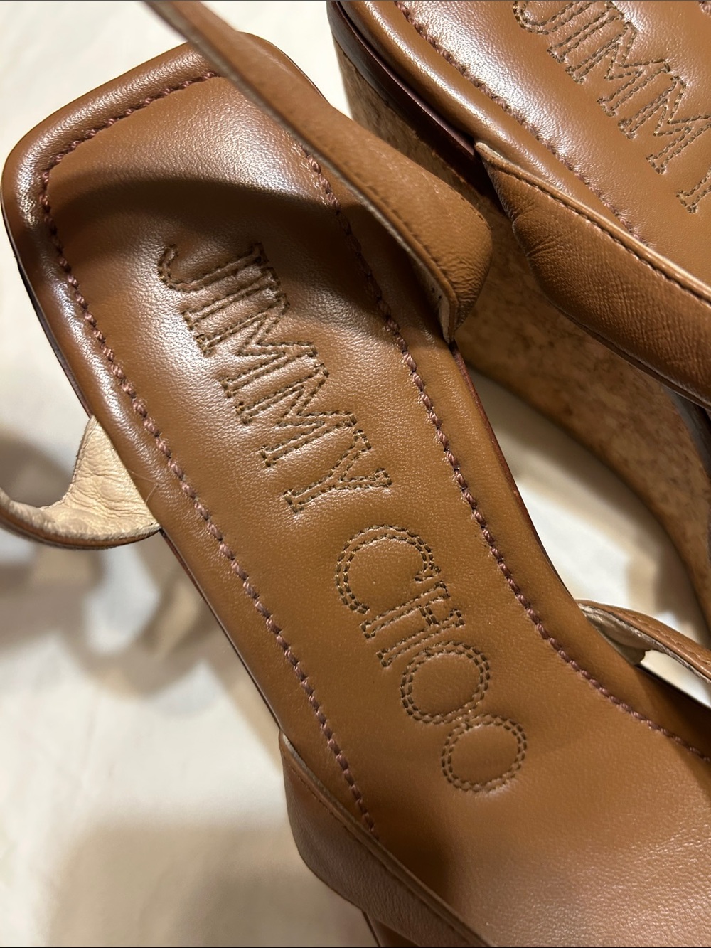 Jimmy Choo Tan Brown Leather Strappy Heeled Sandals - Picture 2 of 14